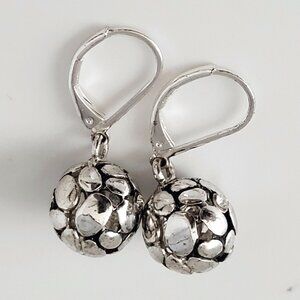 Silver Tone Ball Drop Earrings 11mm Diameter